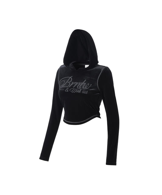 VELOUR SLIM FIT HOODIE [BLACK]