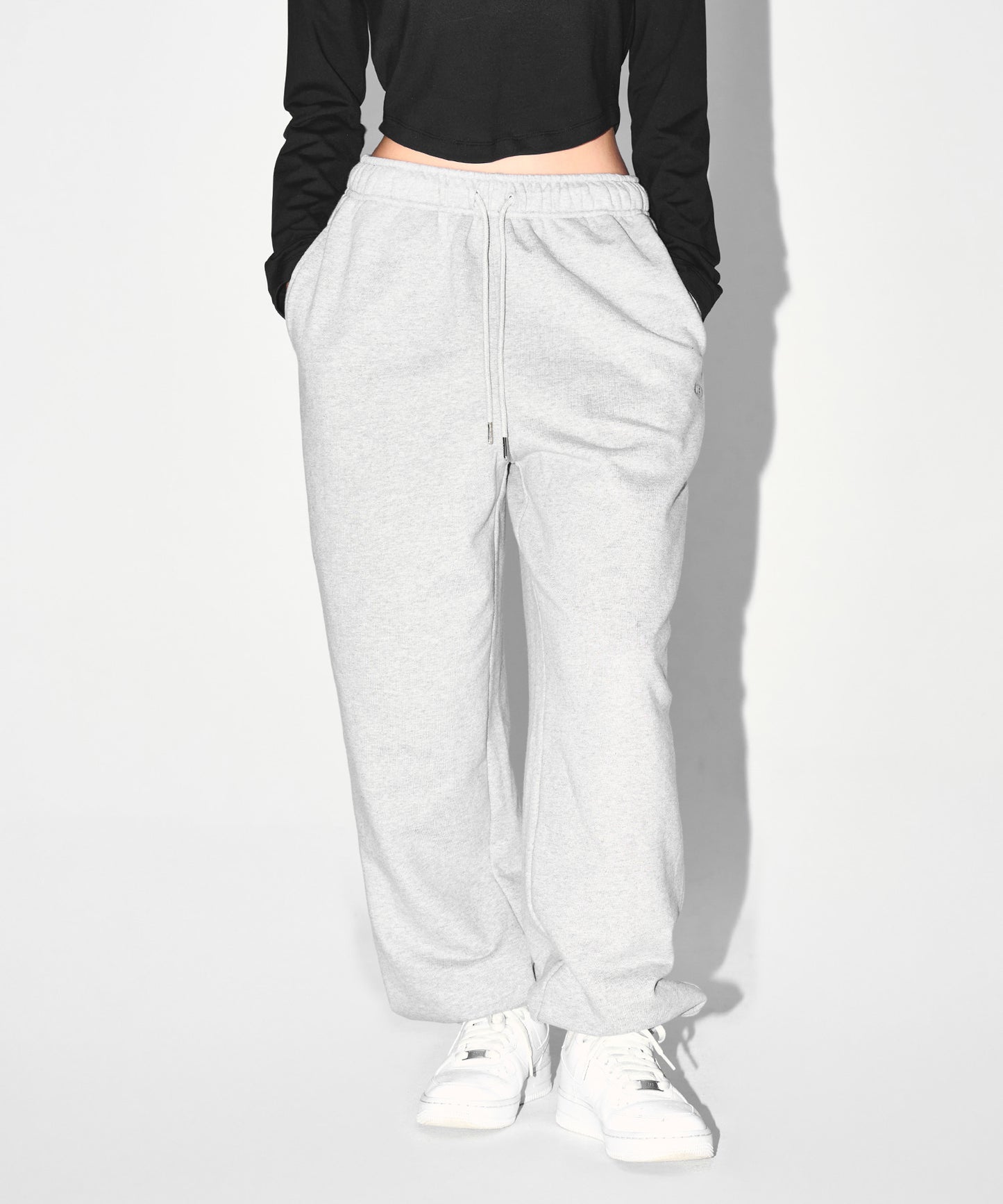 W SEMI WIDE SWEAT JOGGER PANTS [MELANGE GREY]