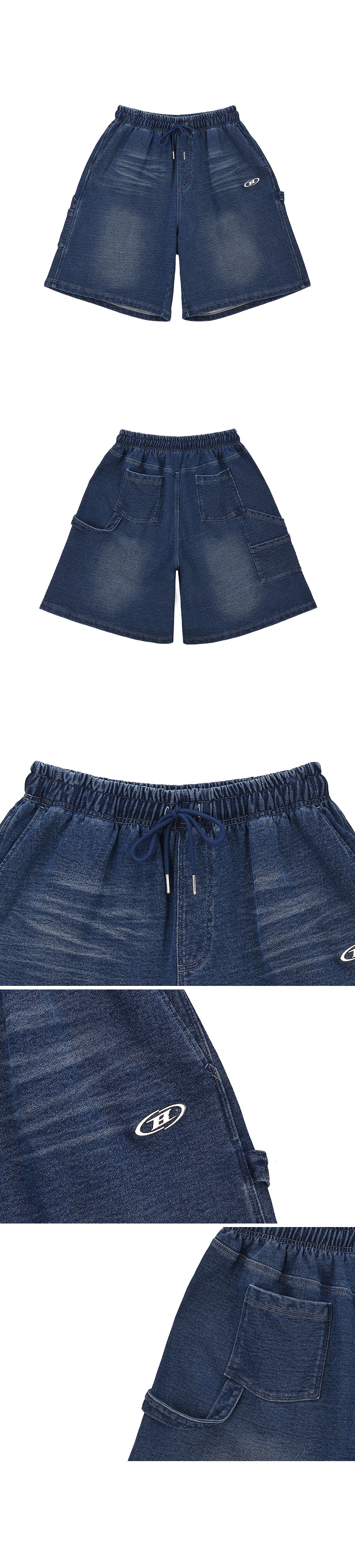 DENIM LIKE CARPENTER BERMUDA PANTS [MID DENIM]