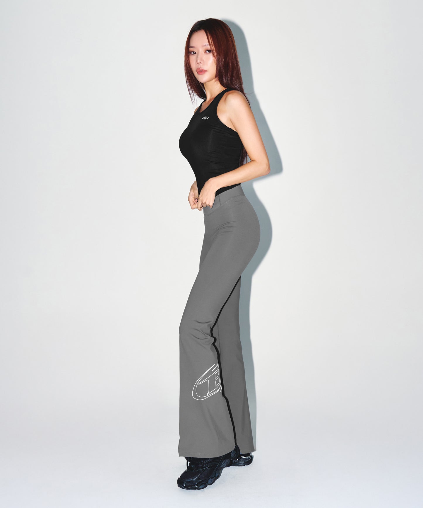 W STROKE B FLEECE BOOTS CUT LEGGINGS [CHARCOAL]