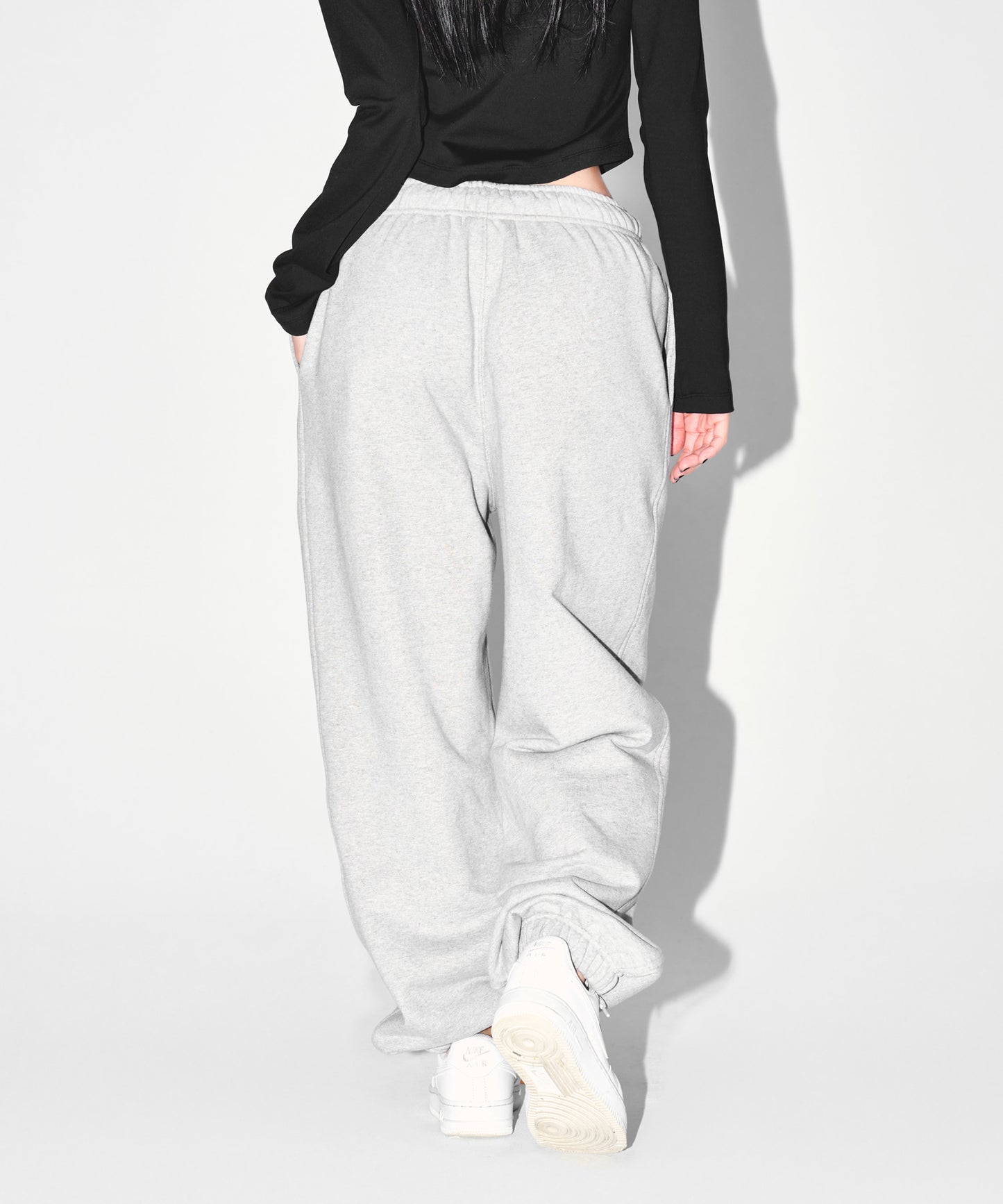 W SEMI WIDE SWEAT JOGGER PANTS [MELANGE GREY]
