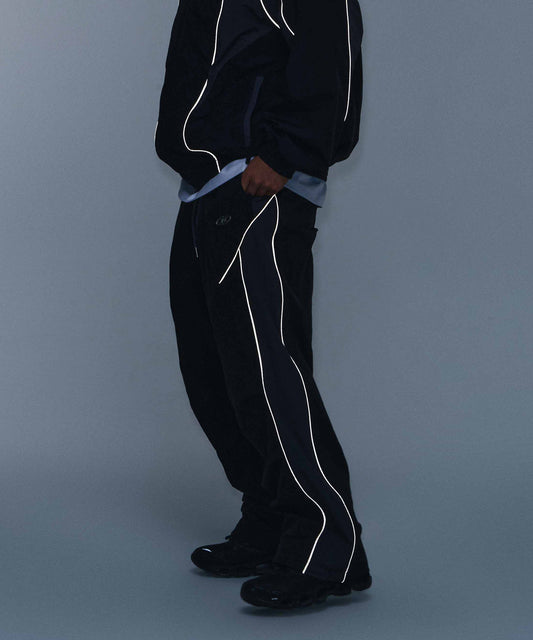 NYLON BLOCK STRING PANTS [BLACK]