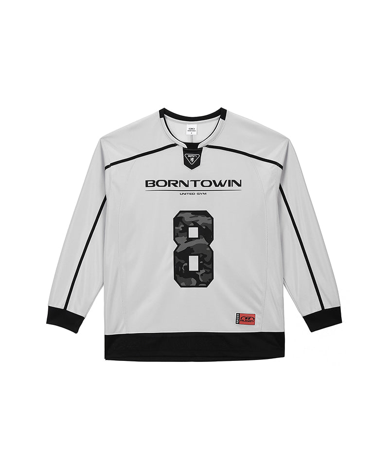 LINE TAPING RUGBY LONG SLEEVE [SILVER]