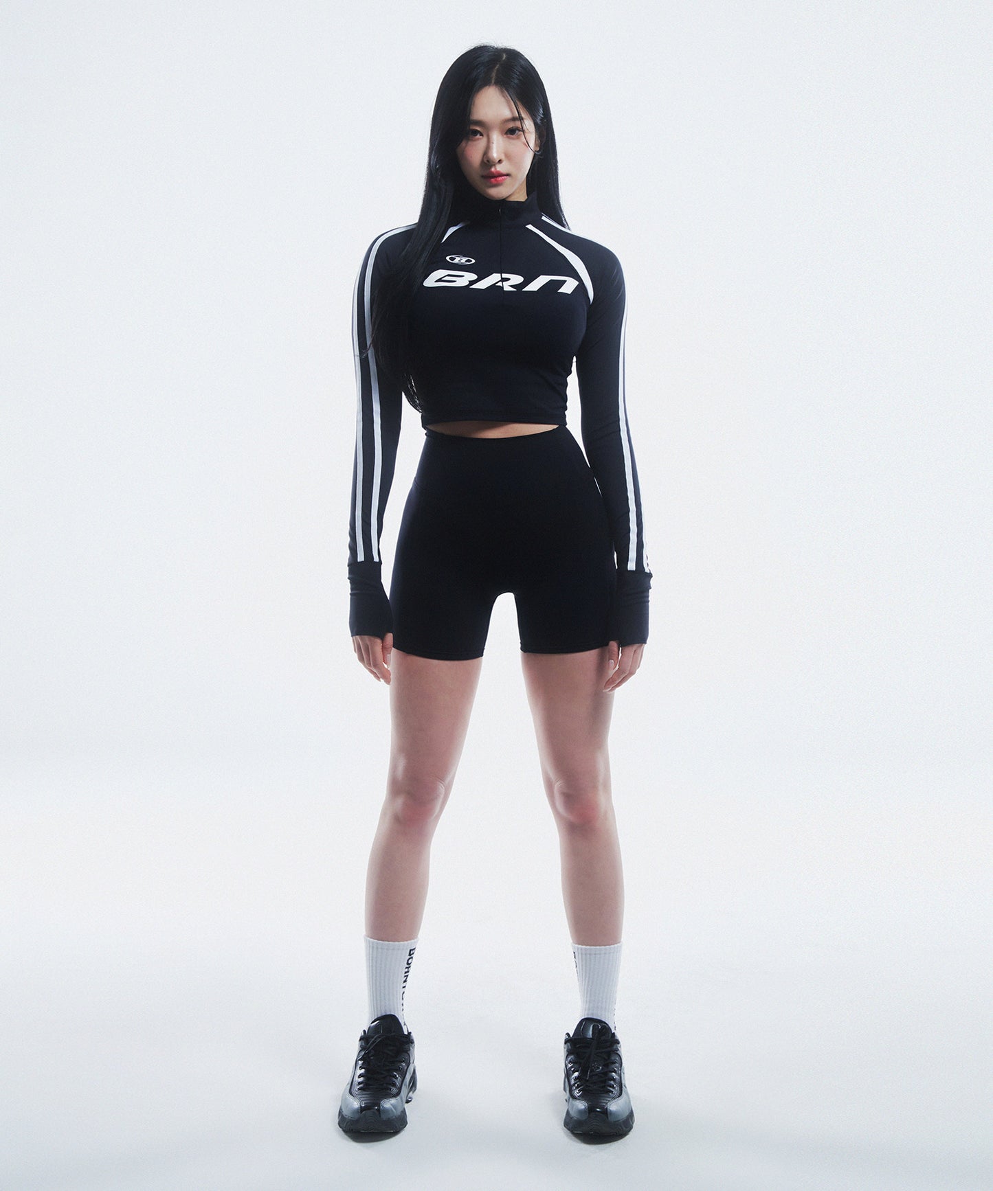 BRN SLIM HALF ZIP-UP LONGSLEEVE [BLACK]