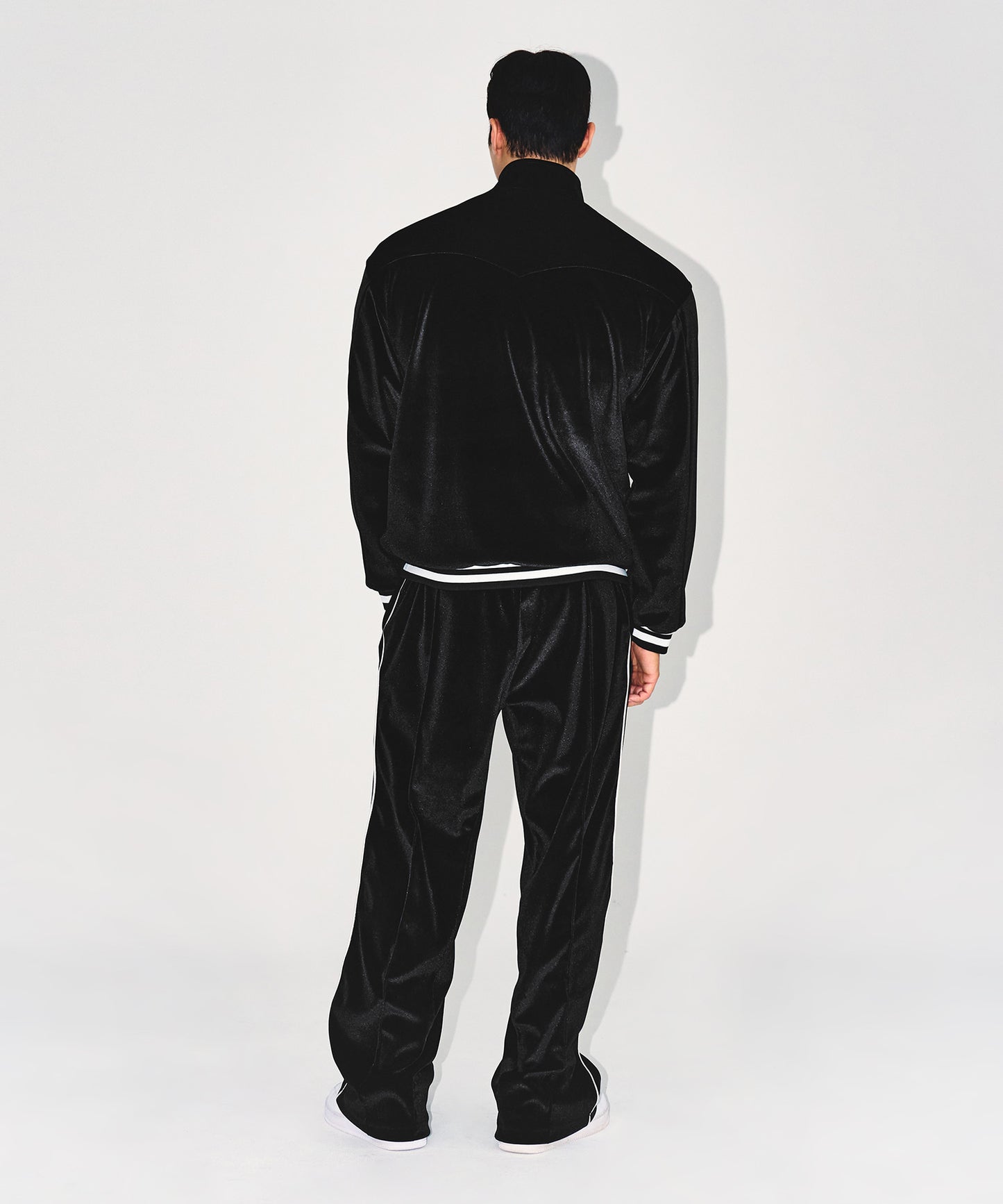 TRACK LINE VELVET JACKET [BLACK]