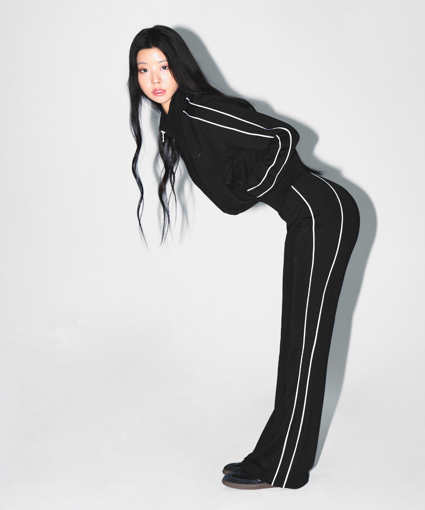 W PIPING LINE ZIP UP JACKET [BLACK]