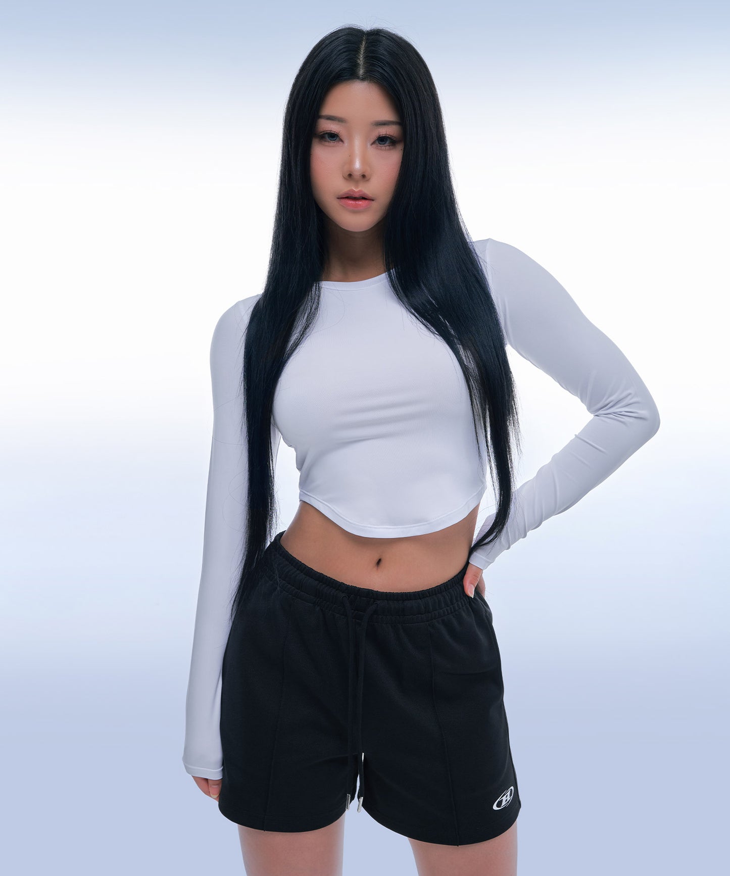 TRACK LINE PIN TUCK JERSEY SHORTS [BLACK]