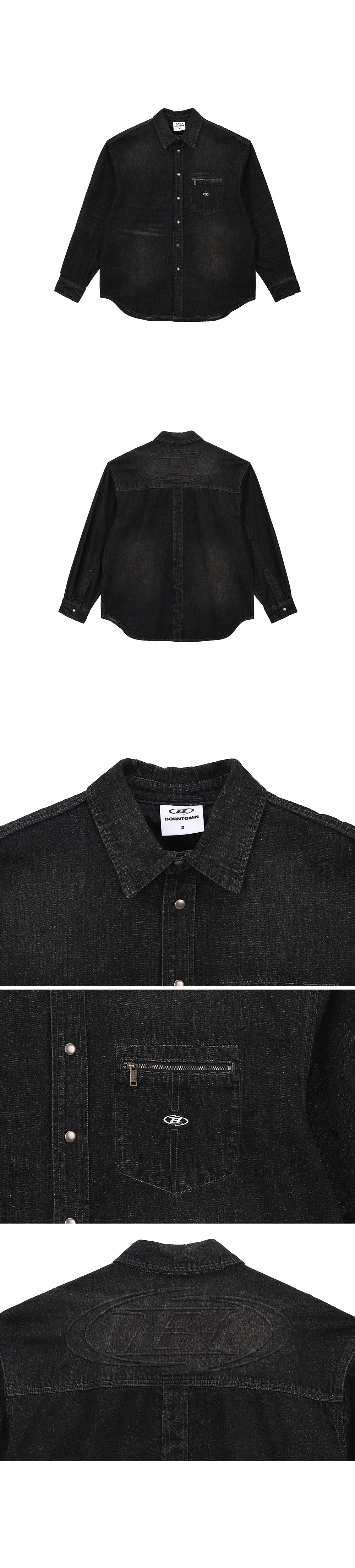 WASHED DENIM OVER FIT SHIRTS [BLACK DENIM]