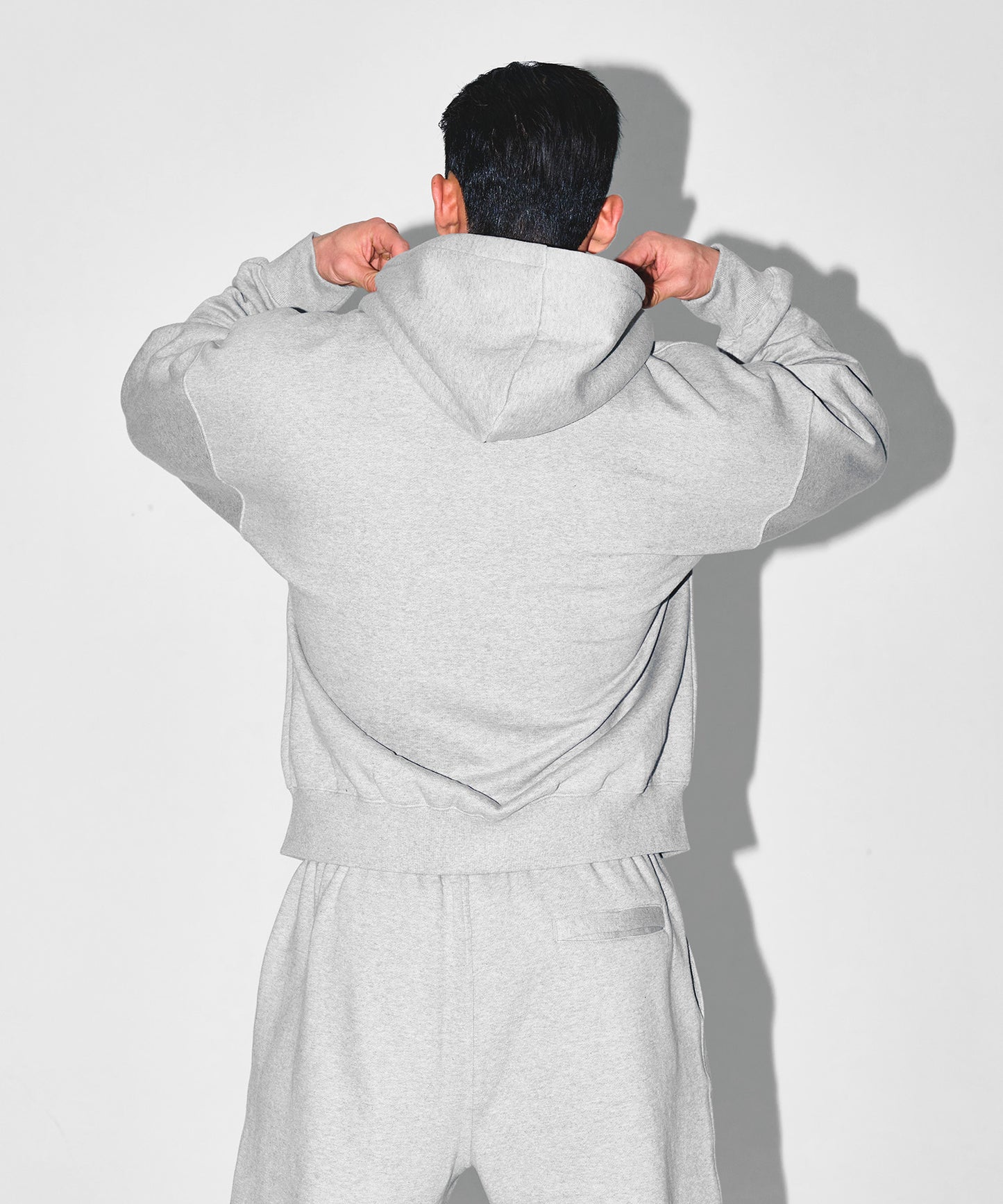 CHROME B FLEECE HOODIE ZIP-UP [MELANGE GREY]