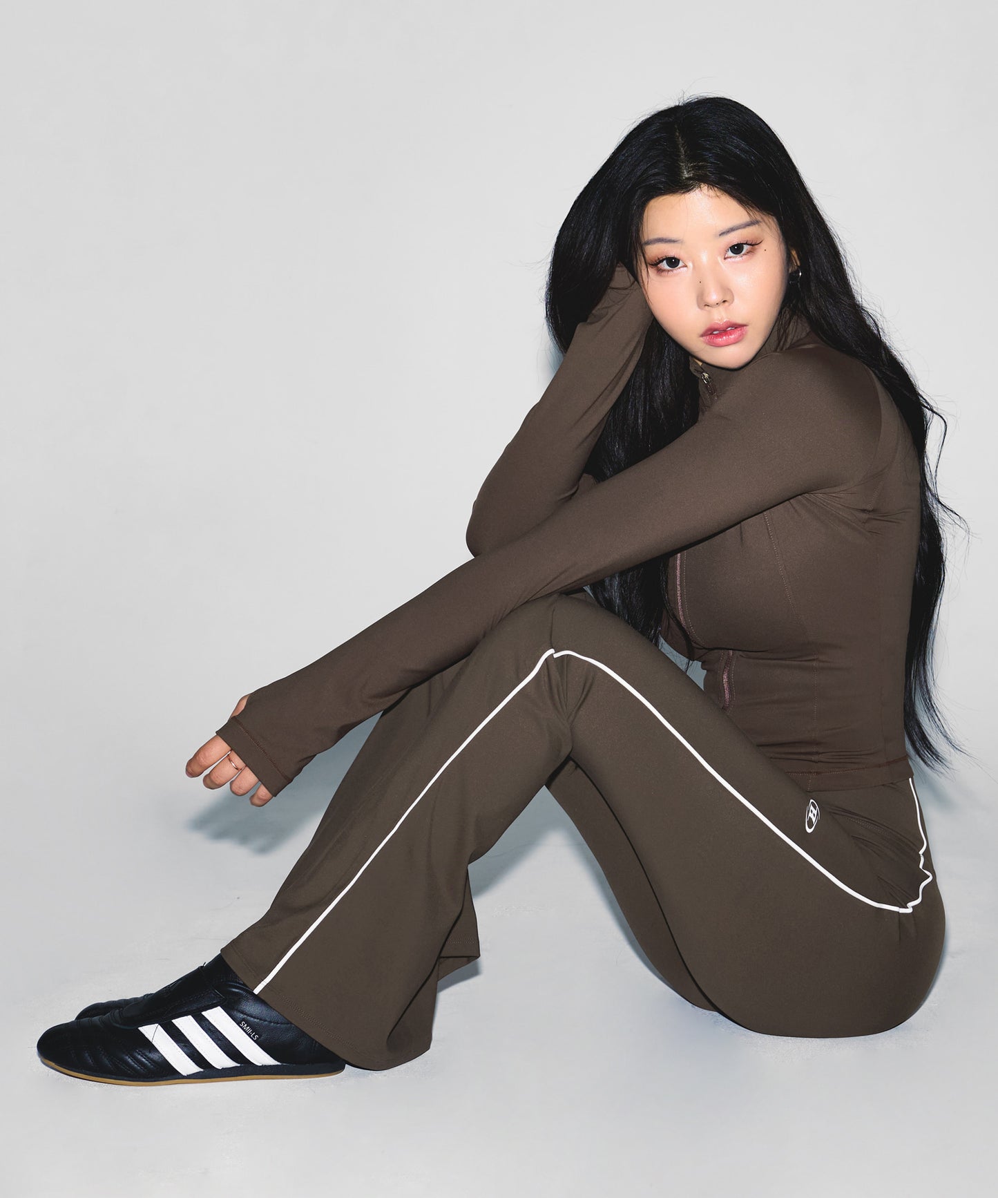 W PIPING FLEECE BOOTS CUT LEGGINGS [BROWN]