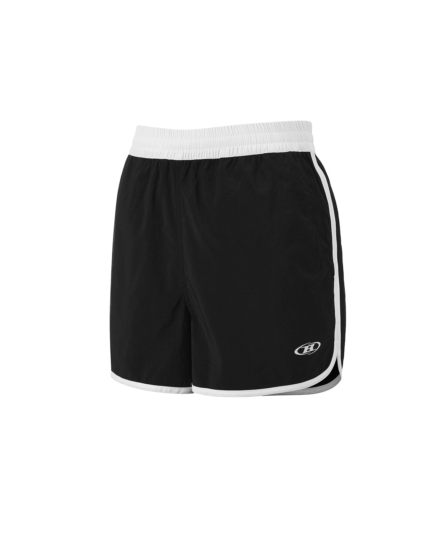 W SYMBOL B NYLON DOLPHIN SHORTS [BLACK]