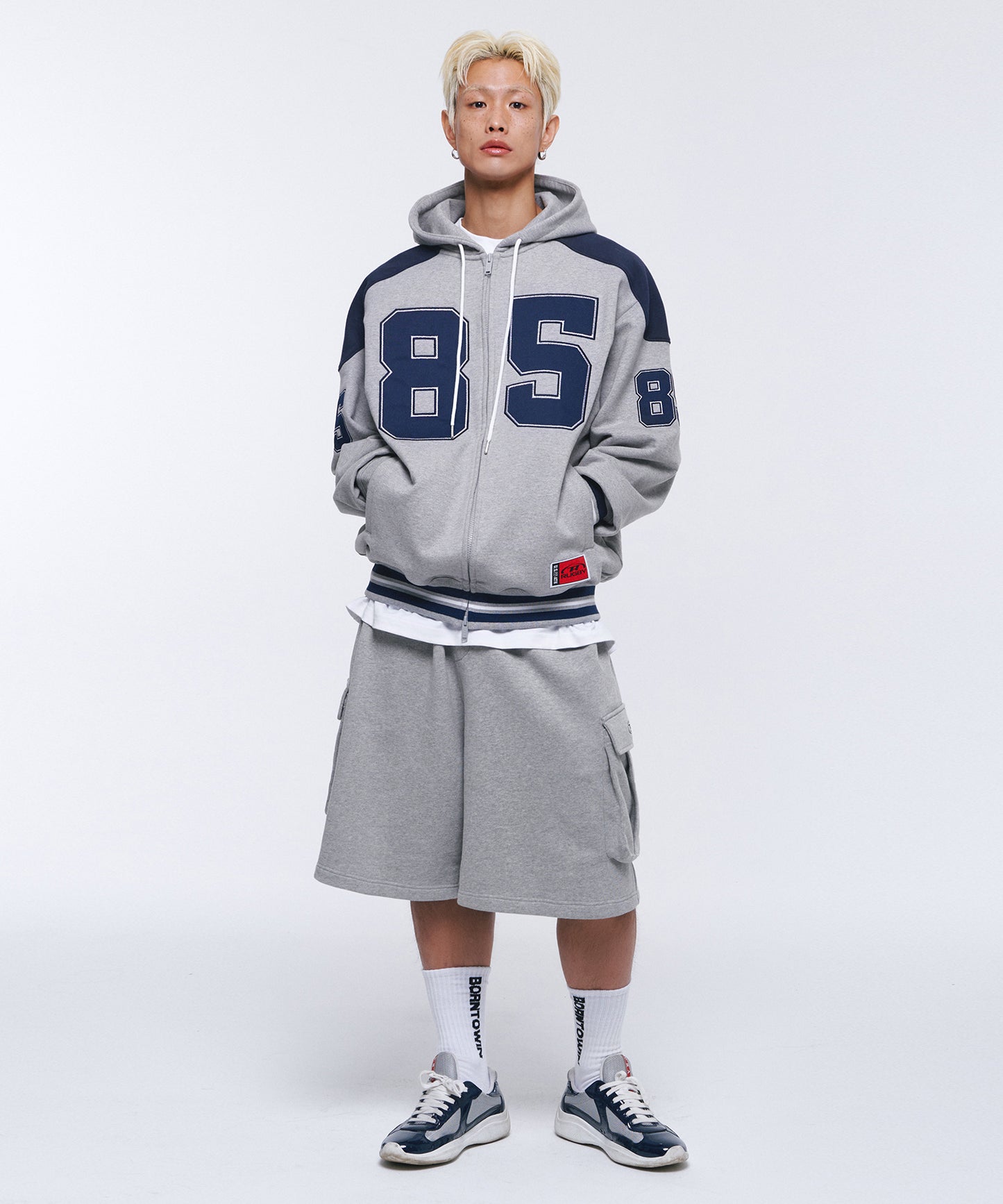 SYMBOL LOGO CARGO BERMUDA PANTS [MELANGE GREY]