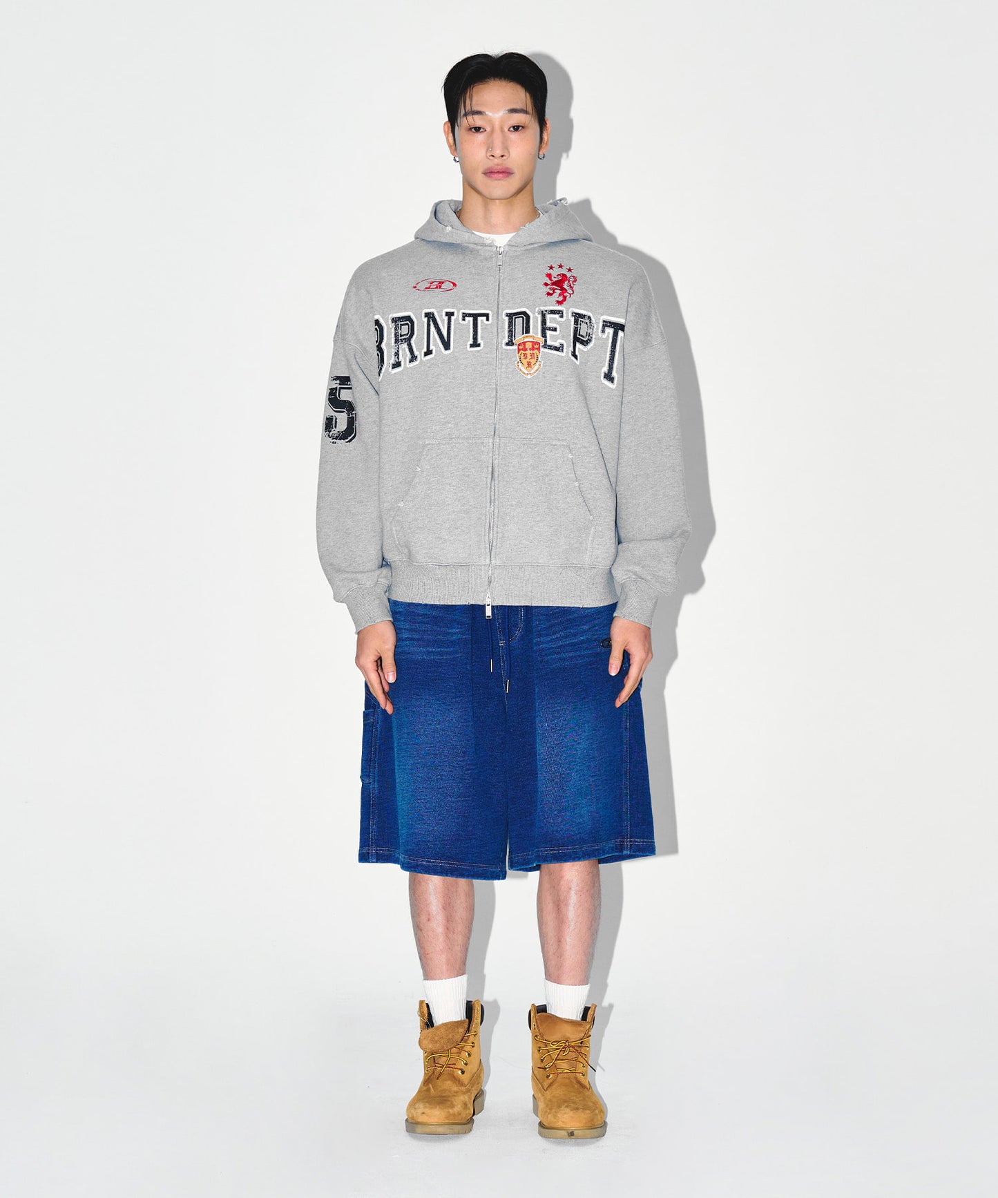 HERITAGE SYMBOL B HOODIE ZIP-UP [MELANGE GREY]