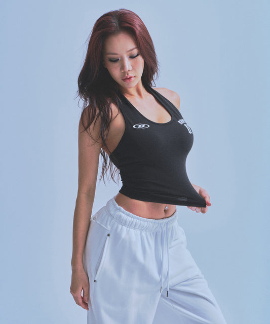 W 07 HALTERNECK SLEEVELESS [BLACK]