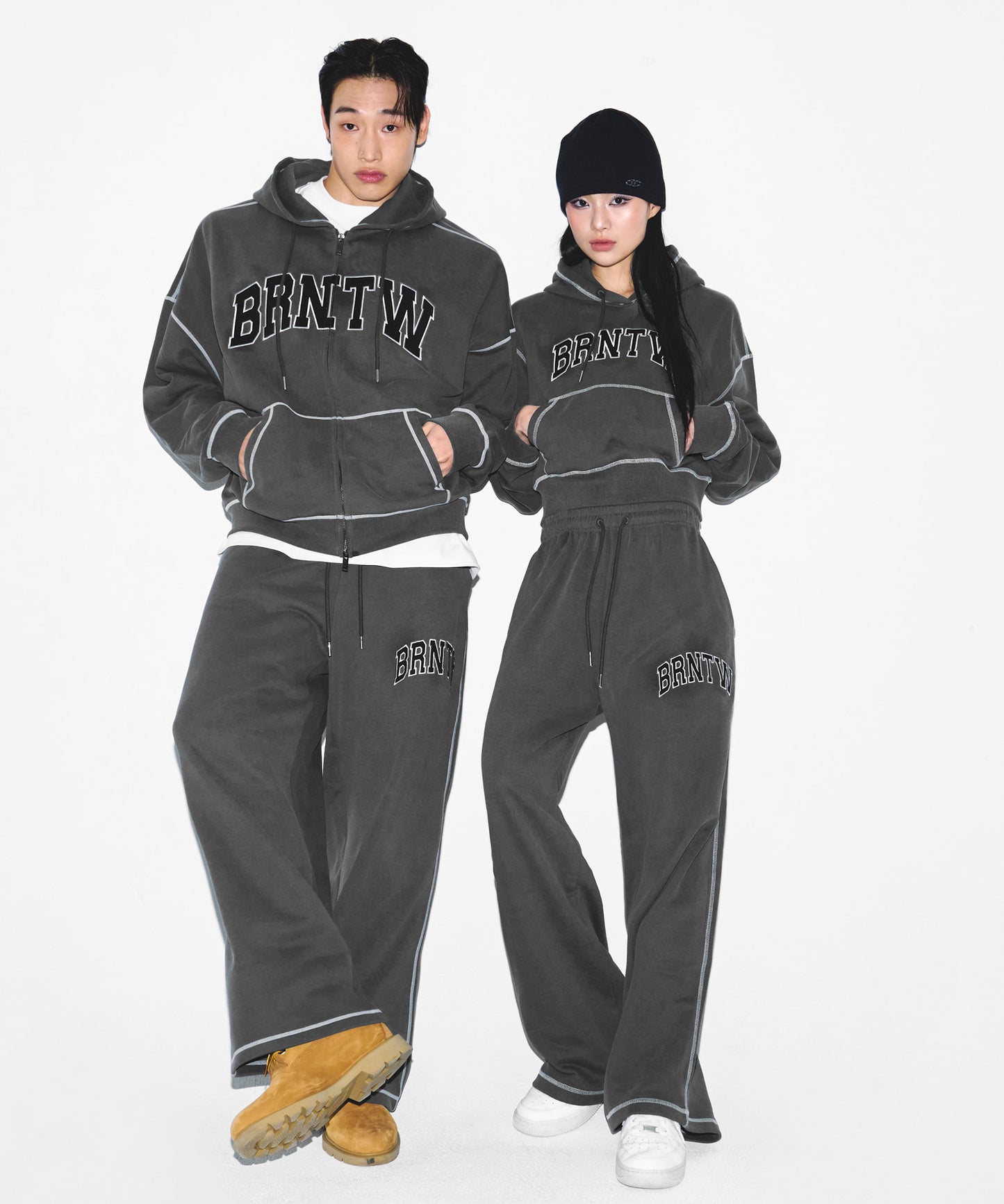 W PIGMENT DYEING SEMI WIDE PANTS [CHARCOAL]