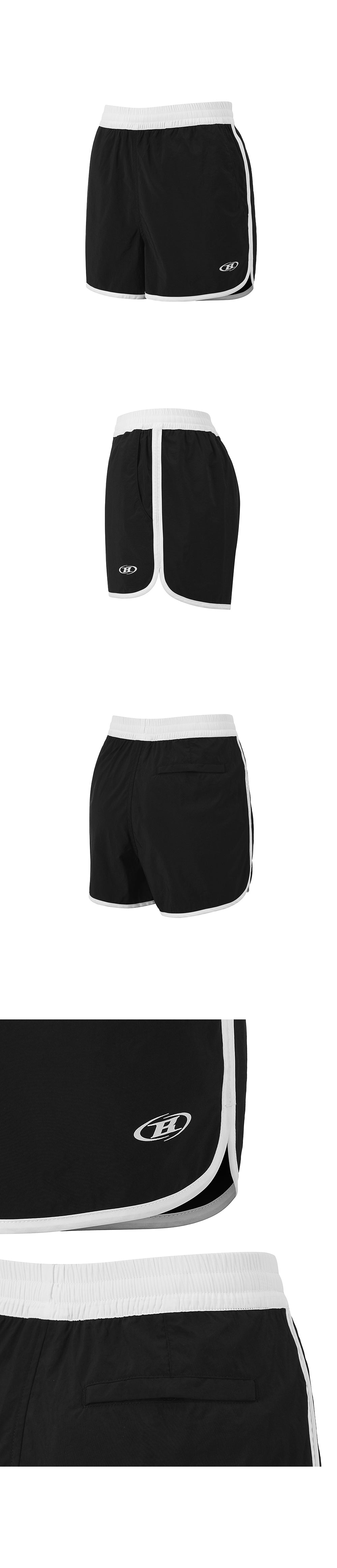 W SYMBOL B NYLON DOLPHIN SHORTS [BLACK]