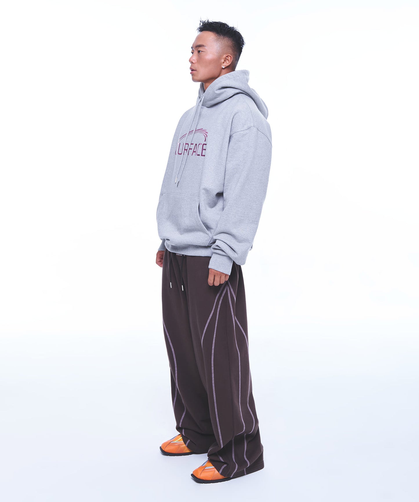 STITCH LINE WIDE PANTS [BROWN]