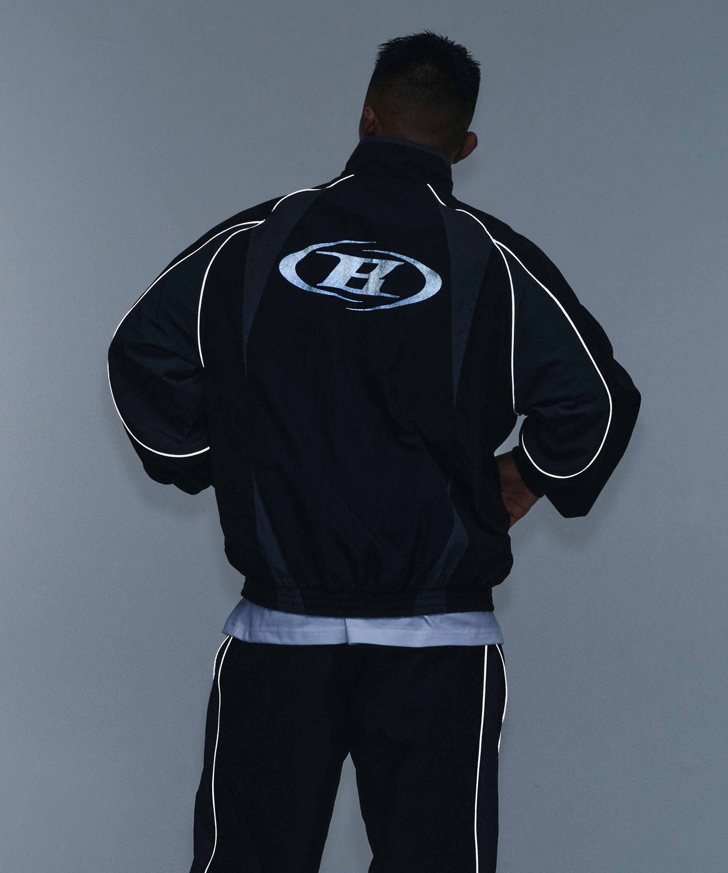 NYLON BLOCK JACKET [BLACK]