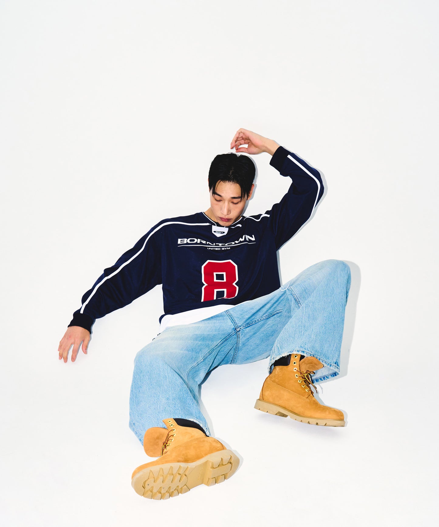 LINE TAPING RUGBY LONG SLEEVE [NAVY]
