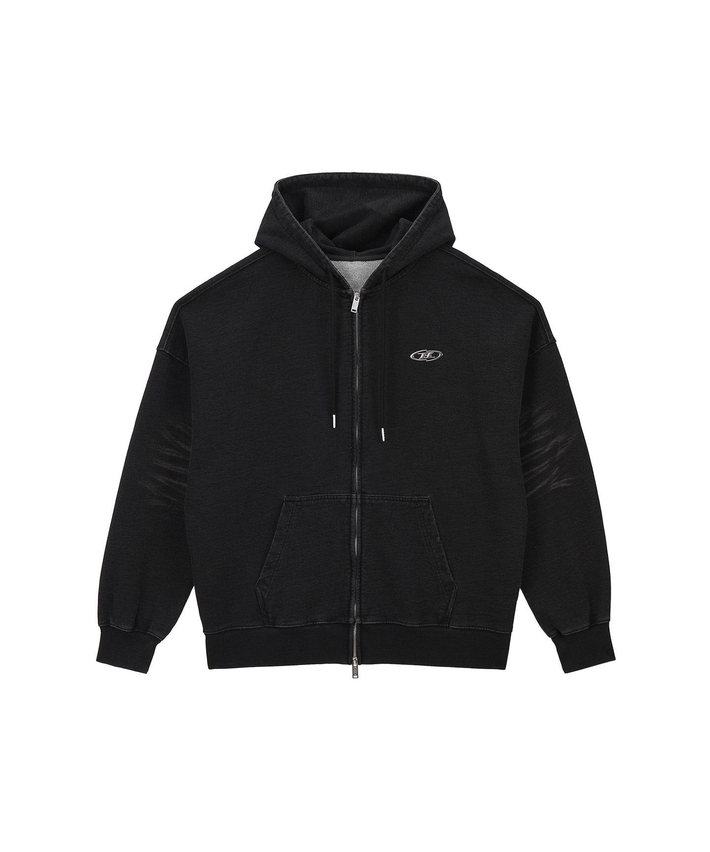 DENIM LIKE HOODIE ZIP-UP [BLACK DENIM]
