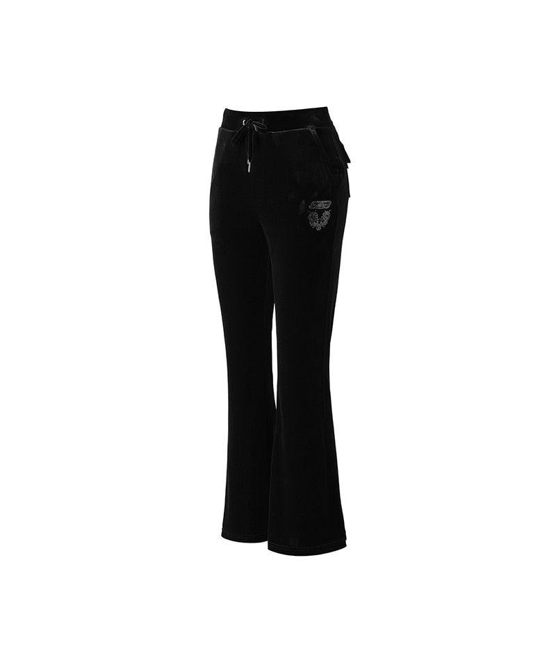 W DOUBLE B VELVET BOOTS CUT PANTS [BLACK]