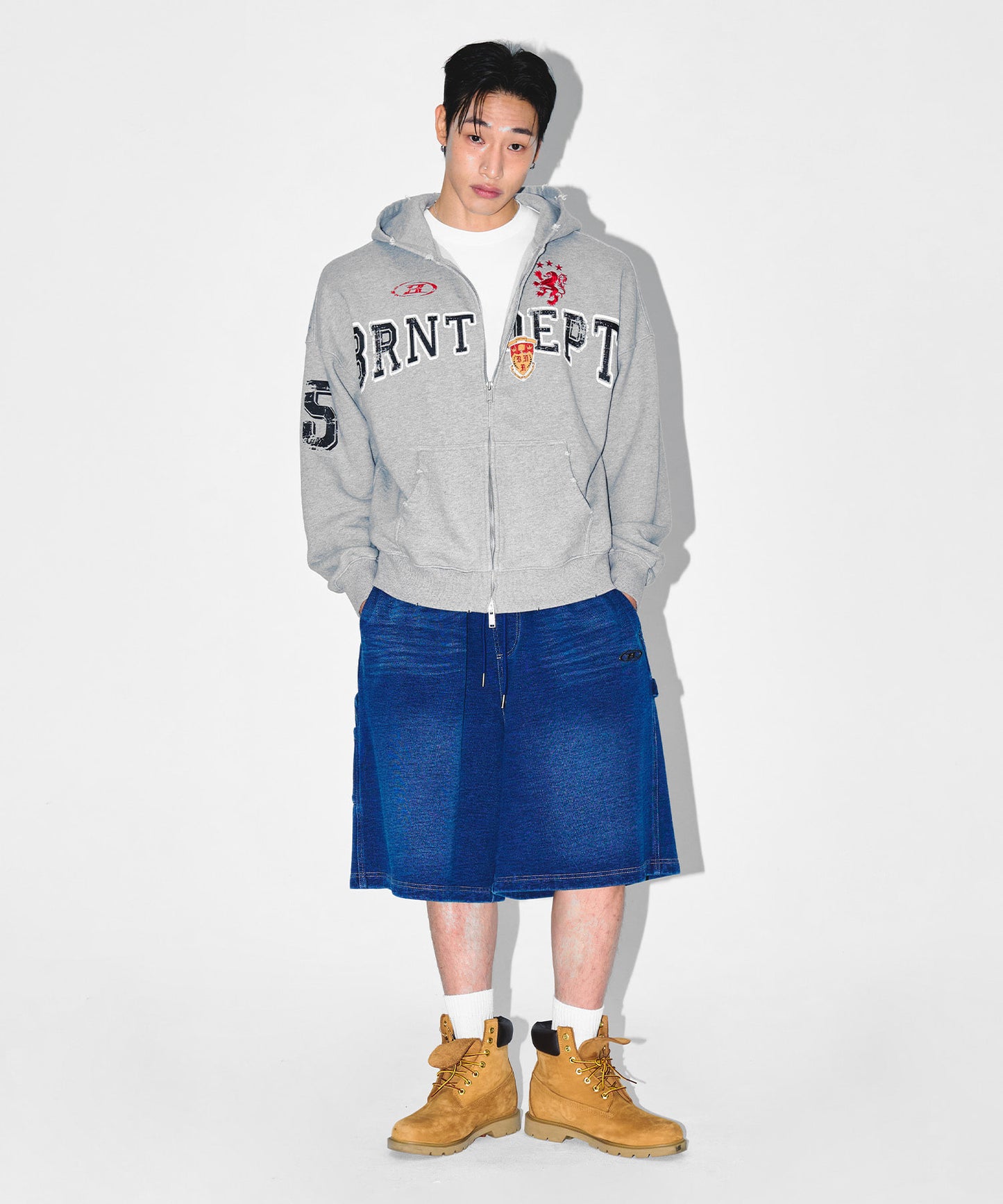 HERITAGE SYMBOL B HOODIE ZIP-UP [MELANGE GREY]