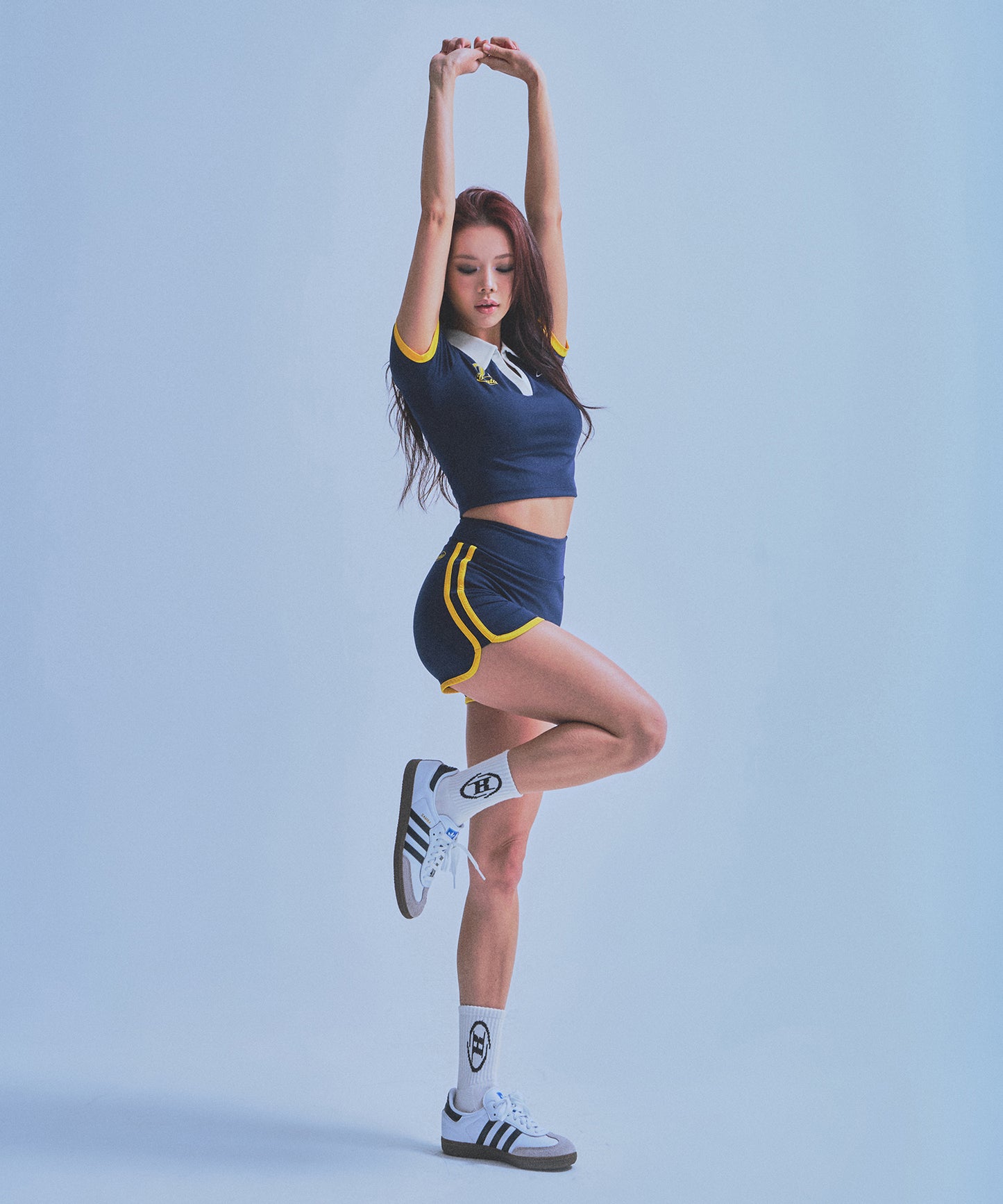 W BRNTW FOOTBALL CROP T-SHIRTS [NAVY]