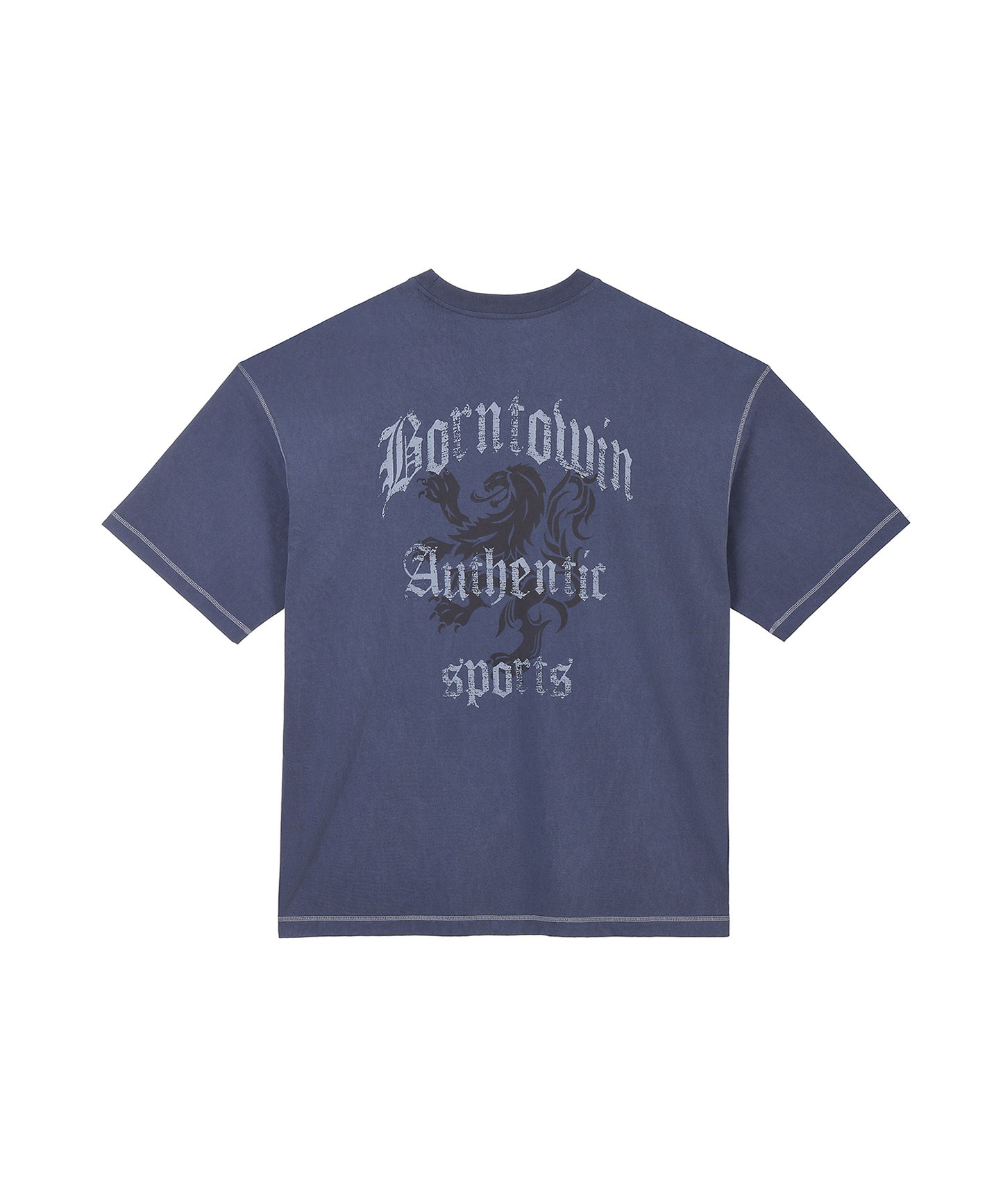 PIGMENT CRACK LETTER EXTRA FIT T-SHIRTS [DEAD BLUE]