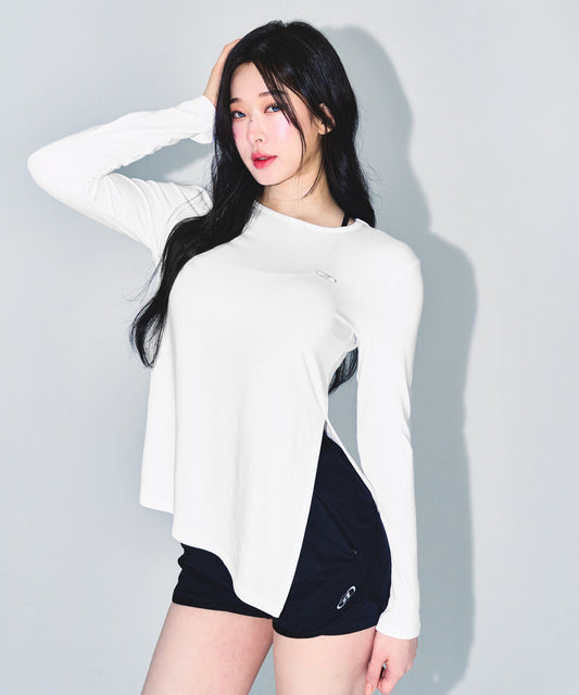 W MODAL TIE LONG SLEEVE [WHITE]