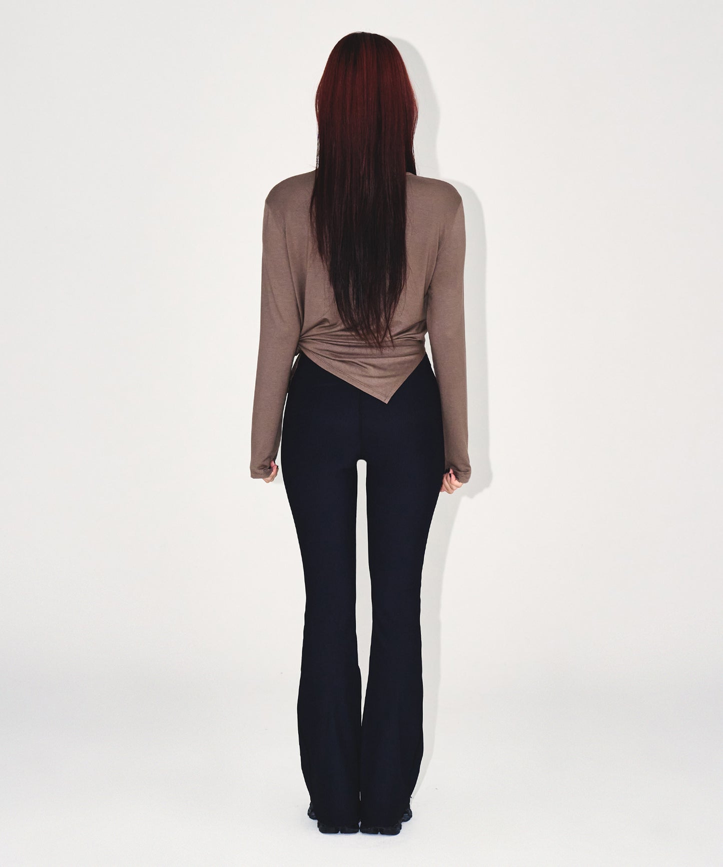 W MODAL TIE LONG SLEEVE [BROWN]