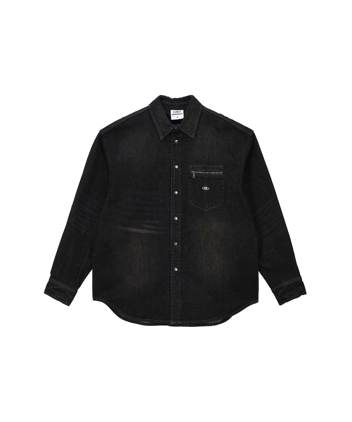 WASHED DENIM OVER FIT SHIRTS [BLACK DENIM]