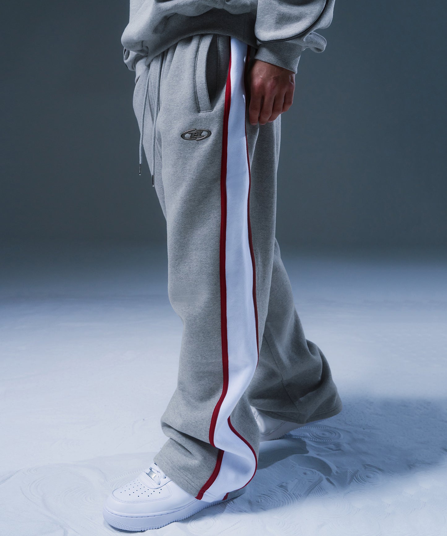 FLEECE CHROME B SPORTS LINE SEMI WIDE PANTS [MELANGE GREY]