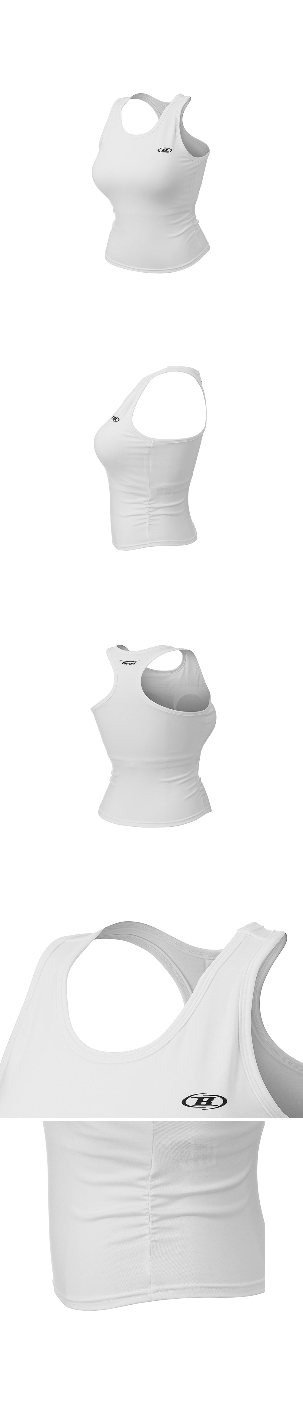 W BRN RACER BACK SLEEVELESS [WHITE]