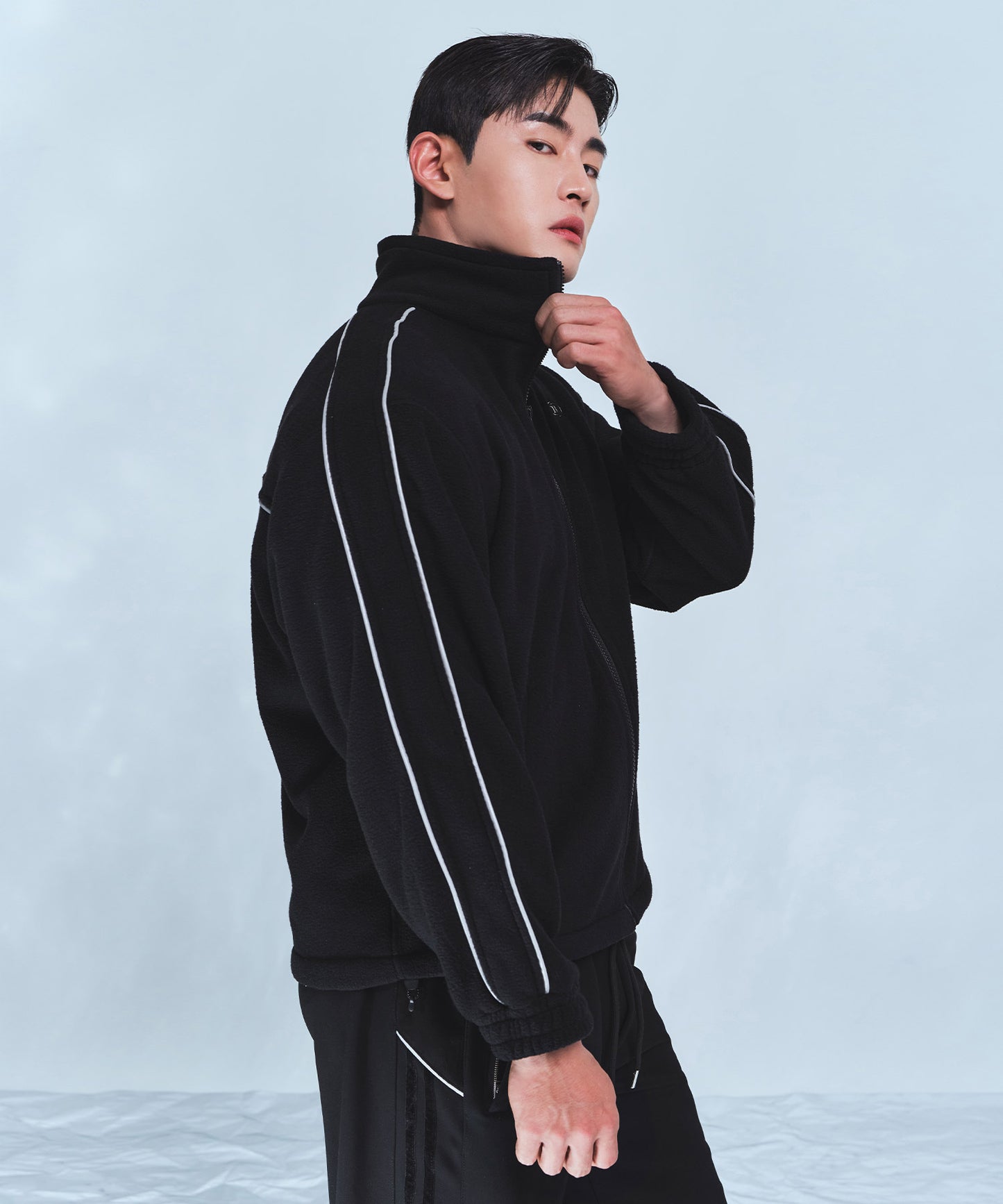 CHROME B FLEECE JACKET [BLACK]