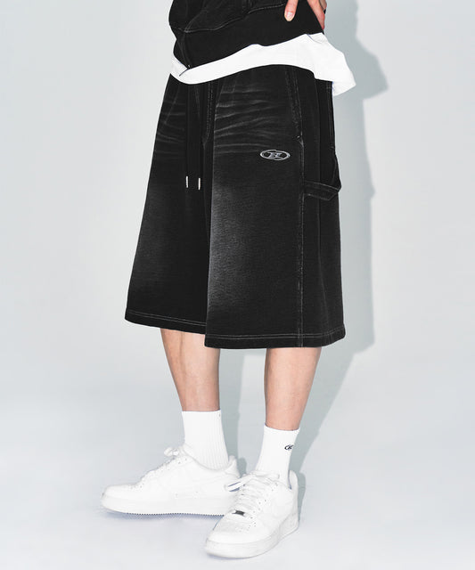 DENIM LIKE CARPENTER BERMUDA PANTS [BLACK DENIM]