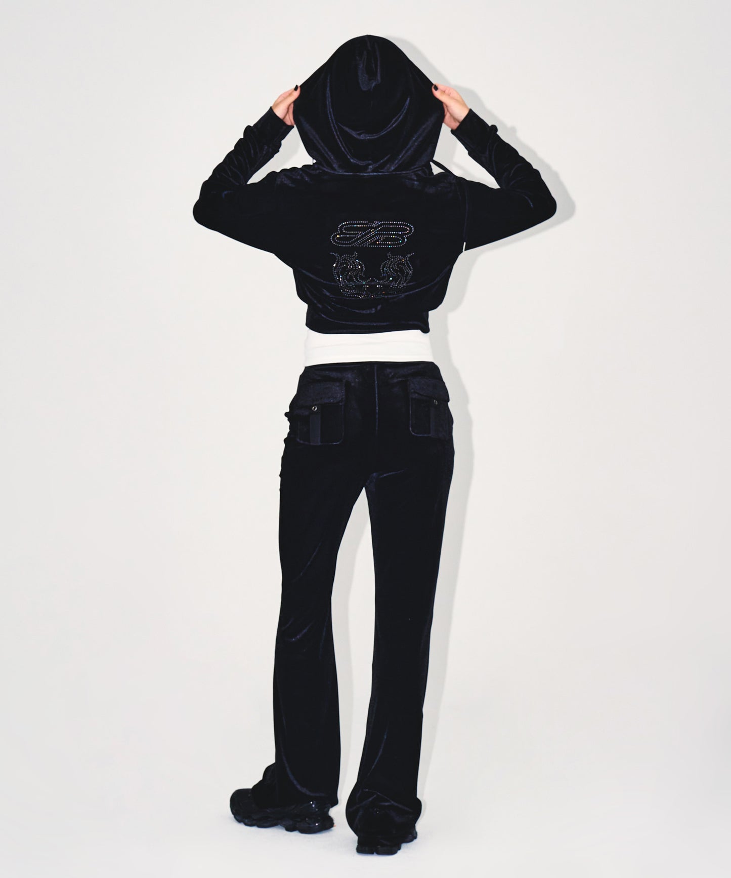 W DOUBLE B VELVET BOOTS CUT PANTS [BLACK]