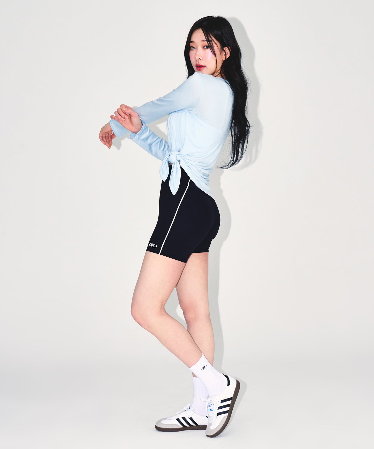 W MODAL TIE LONG SLEEVE [SKY BLUE]