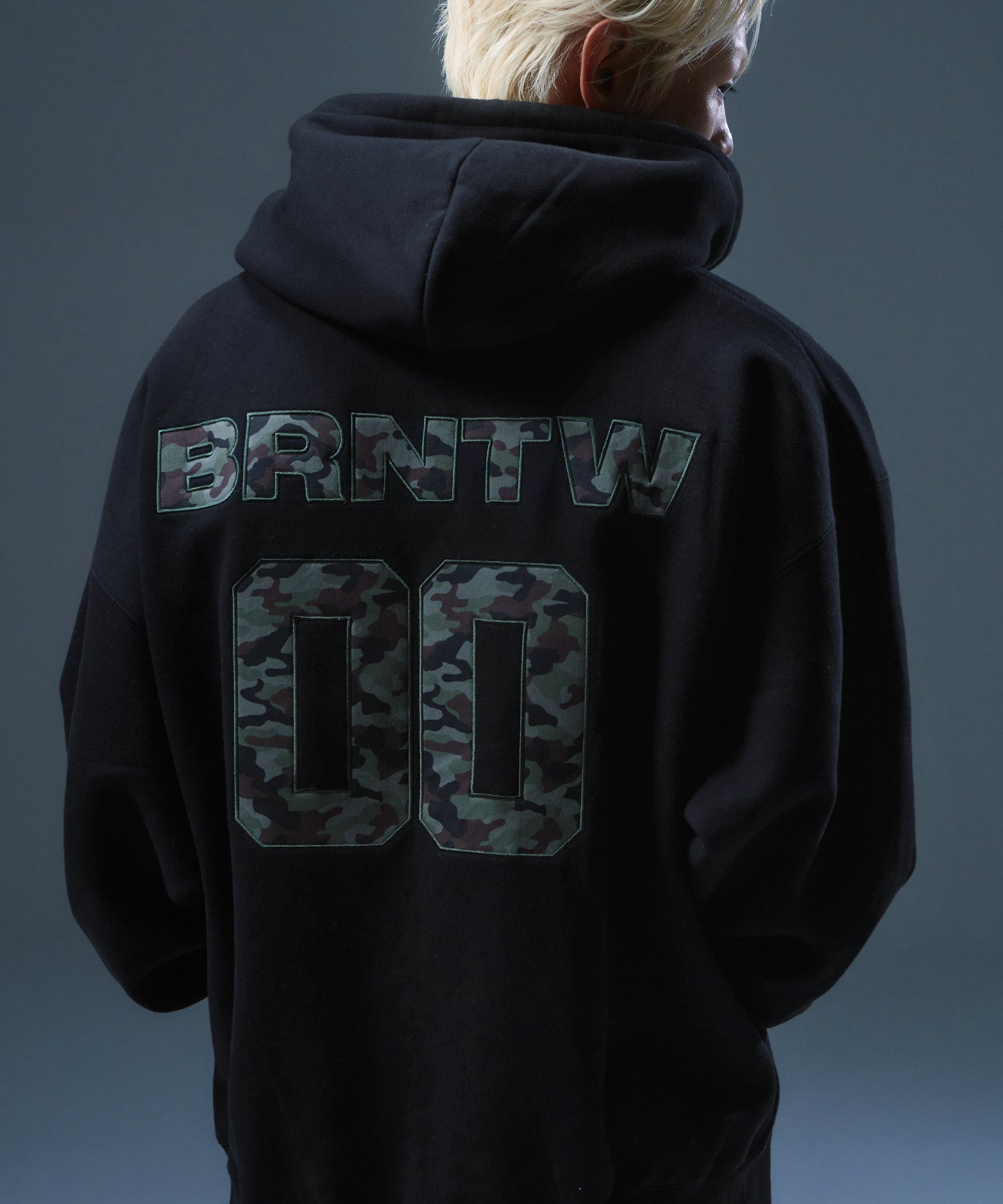 FLEECE CAMO HOODIE ZIP-UP [BLACK]