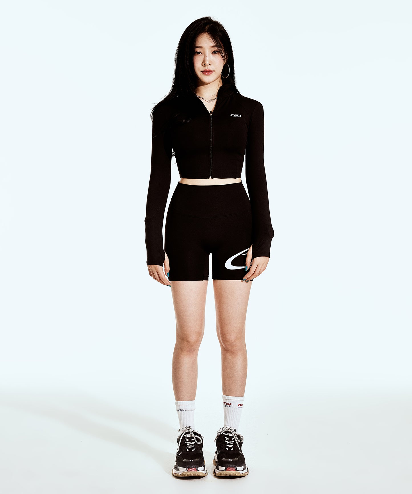 FULL ZIP-UP CROP JACKET [BLACK]