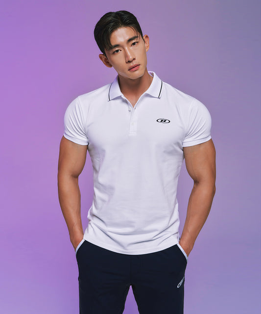 MUSCLE FIT COLLAR T-SHIRTS [WHITE]