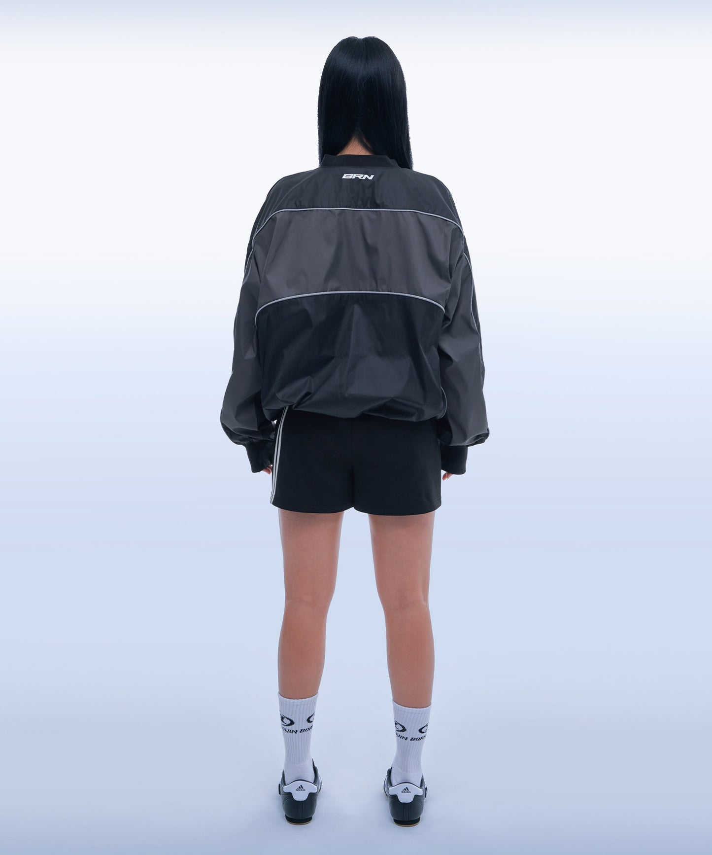 TRACK LINE PIN TUCK JERSEY SHORTS [BLACK]