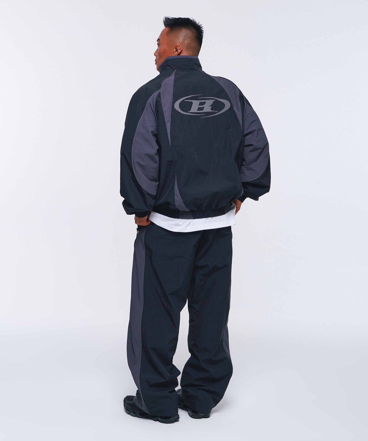 NYLON BLOCK JACKET [BLACK]