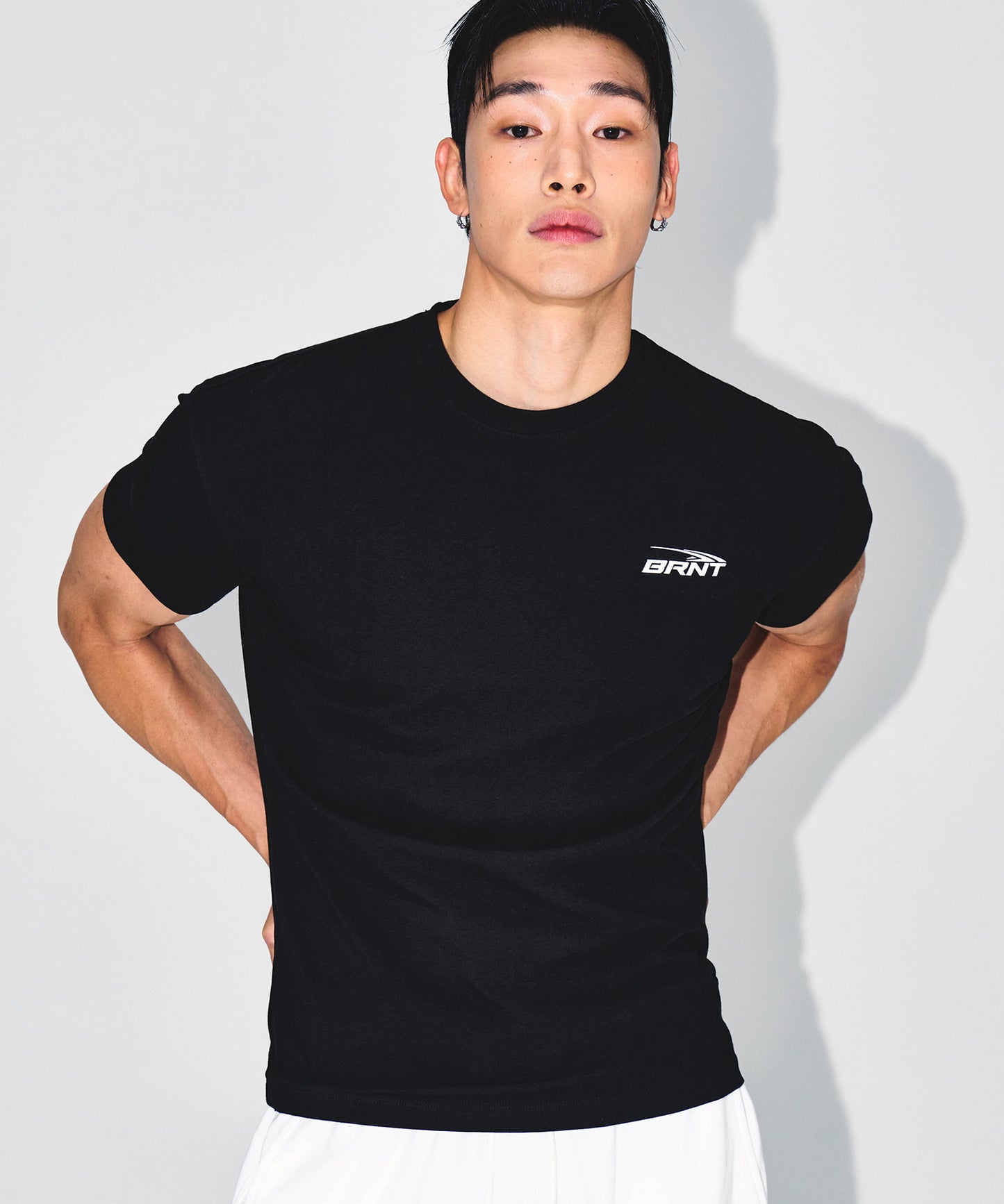 BRNT BACK LOGO MUSCLE FIT T-SHIRTS [BLACK]
