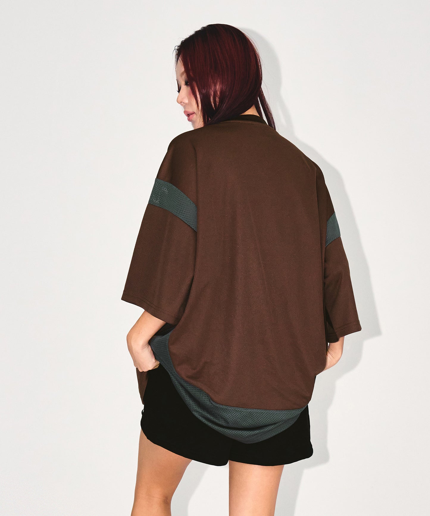 09 APPLIQUE RUGBY JERSEY T-SHIRTS [BROWN]