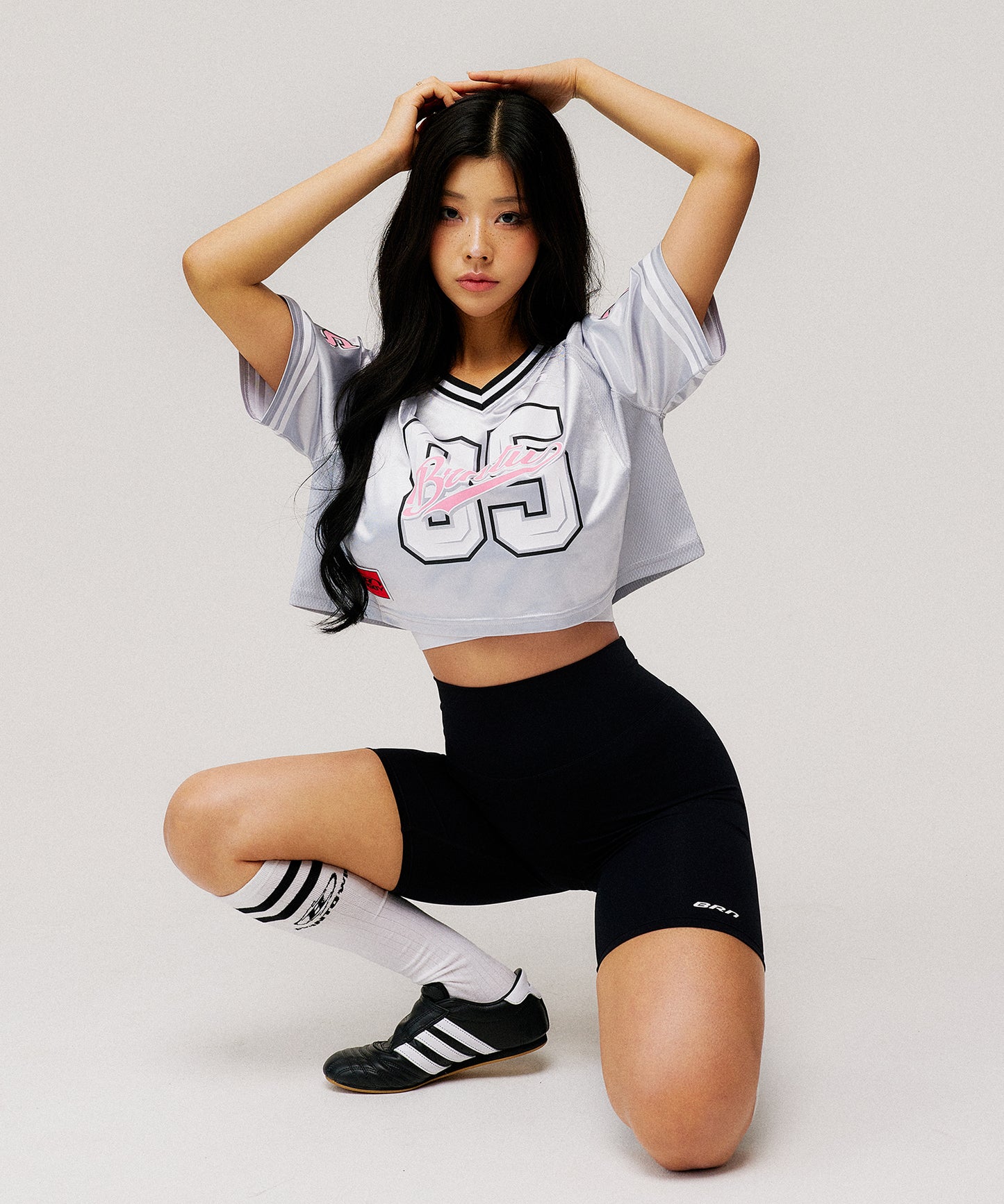 W RUGBY JERSEY CROP T-SHIRTS [SILVER]