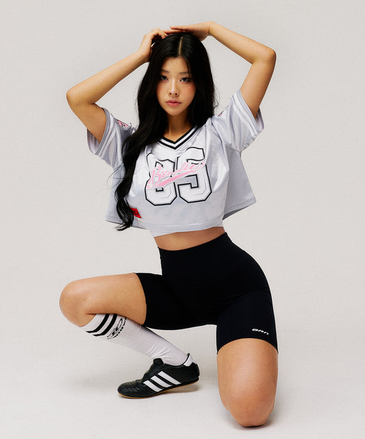 W RUGBY JERSEY CROP T-SHIRTS [SILVER]