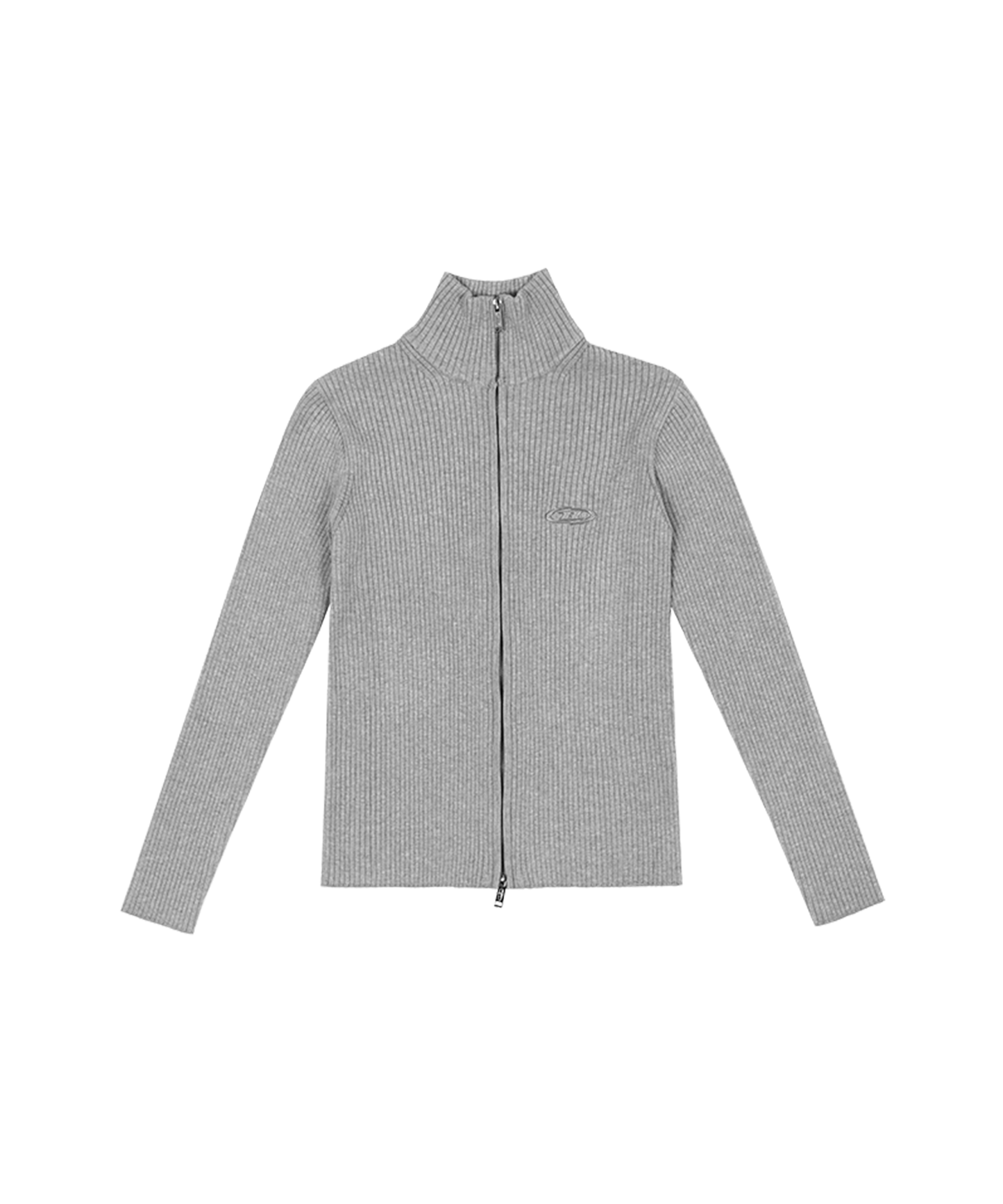 MUSCLE FIT FULL ZIP-UP KNIT [MELANGE GREY]