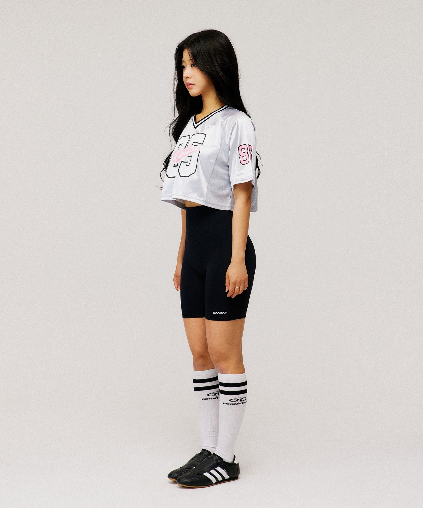 W RUGBY JERSEY CROP T-SHIRTS [SILVER]