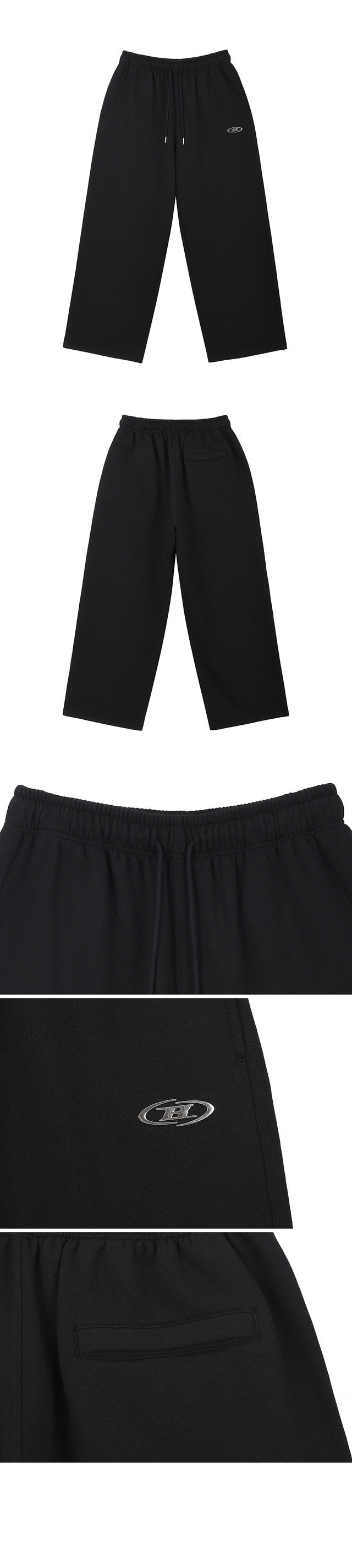 CHROME B FLEECE SEMI WIDE PANTS [BLACK]