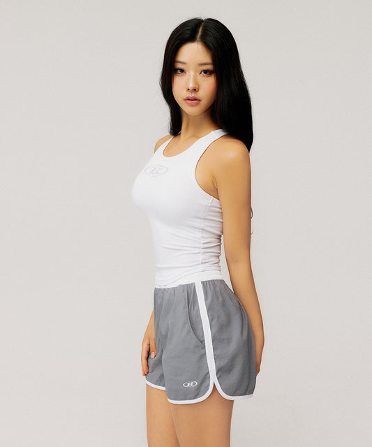 W SYMBOL B NYLON DOLPHIN SHORTS [GREY]
